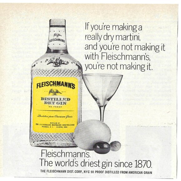 1967 Fleischmann’s Distilled Dry Gin World’s Driest Gin Vtg Magazine Print Ad - Picture 1 of 1